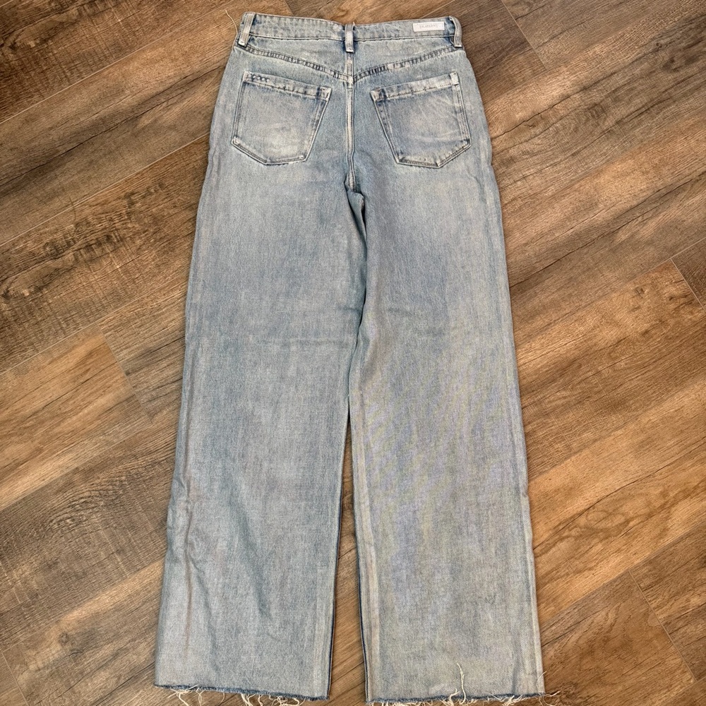 Blank NYC The Franklin Ribcage Wide Leg Womens 27 Metallic Silver Coated Grunge - Picture 4 of 11